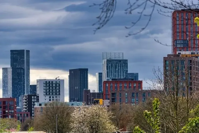 Framed Print : View of Manchester downtown Skyline on a spring day Framed Print : View of Manchester downtown Skyline on a spring day