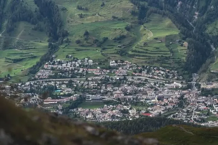 Framed Print : View from the mountain to the municipality of Scuol, in the canton of Graubünden in Switzerland Framed Print : View from the mountain to the municipality of Scuol, in the canton of Graubünden in Switzerland
