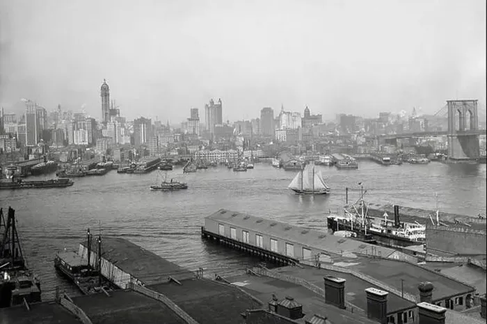 Framed Print : View of New York City from Brooklyn, New York 1905 Framed Print : View of New York City from Brooklyn, New York 1905