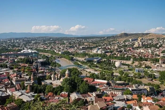 Framed Print : View from the observation deck from above on the Kura River and the sights of Tbilisi Framed Print : View from the observation deck from above on the Kura River and the sights of Tbilisi
