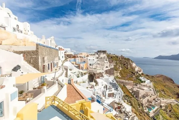 Framed Print : View of Oia the most beautiful village of Santorini island in Greece during summer. Greek landscape, adventure summer holiday Framed Print : View of Oia the most beautiful village of Santorini island in Greece during summer. Greek landscape, adventure summer holiday