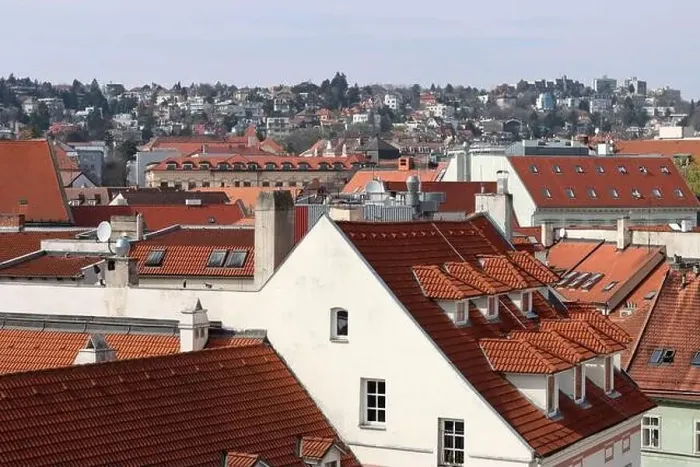 Framed Print : View of the Old Town from the Castle Hill, Bratislava, Slovakia. Street view, old red roofed houses. Spring in Europe Framed Print : View of the Old Town from the Castle Hill, Bratislava, Slovakia. Street view, old red roofed houses. Spring in Europe