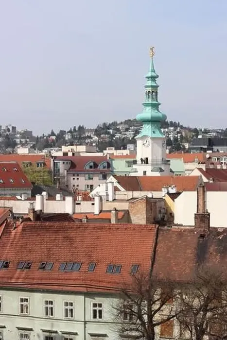 Framed Print : View of the Old Town from the Castle Hill, Bratislava, Slovakia. Street view, old red roofed houses. Spring in Europe Framed Print : View of the Old Town from the Castle Hill, Bratislava, Slovakia. Street view, old red roofed houses. Spring in Europe