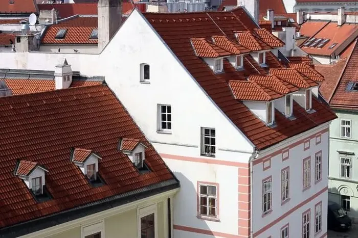 Framed Print : View of the Old Town from the Castle Hill, Bratislava, Slovakia. Street view, old red roofed houses. Spring in Europe Framed Print : View of the Old Town from the Castle Hill, Bratislava, Slovakia. Street view, old red roofed houses. Spring in Europe