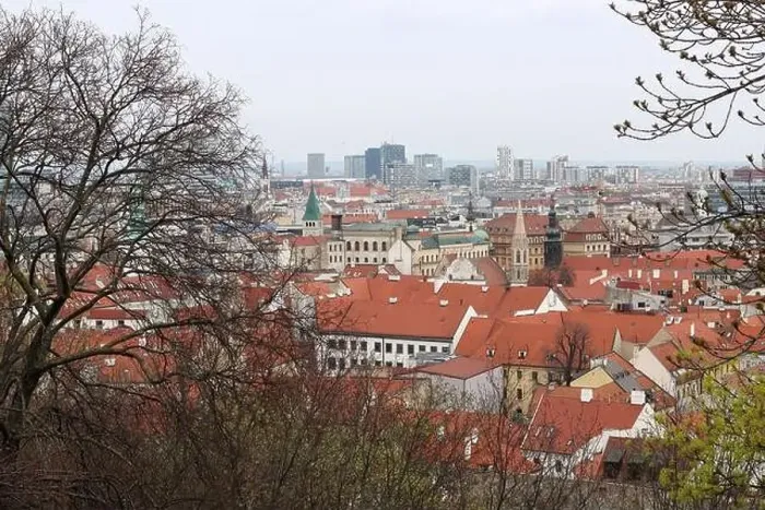 Framed Print : View of the Old Town from the Castle Hill, Bratislava, Slovakia. Street view, old red roofed houses. Spring in Europe Framed Print : View of the Old Town from the Castle Hill, Bratislava, Slovakia. Street view, old red roofed houses. Spring in Europe