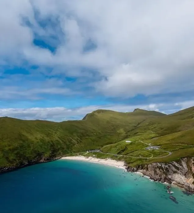 Framed Print : View of the picturesque Keem Bay and beach on Achill Island in County Mayo in western Ireland Framed Print : View of the picturesque Keem Bay and beach on Achill Island in County Mayo in western Ireland