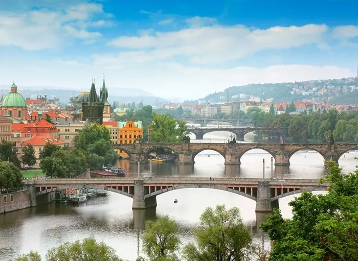 Framed Print : View of Prague City with Bridges and River, Prague, Czech Republic Framed Print : View of Prague City with Bridges and River, Prague, Czech Republic