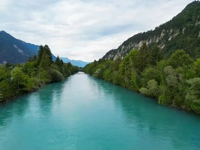 Framed Print : View of river Aare in the Switzerland from above Framed Print : View of river Aare in the Switzerland from above