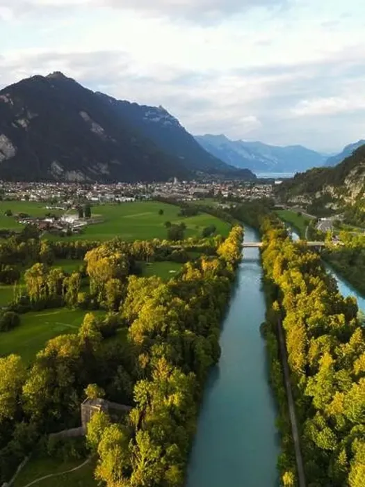 Framed Print : View of river Aare in the Switzerland from above Framed Print : View of river Aare in the Switzerland from above