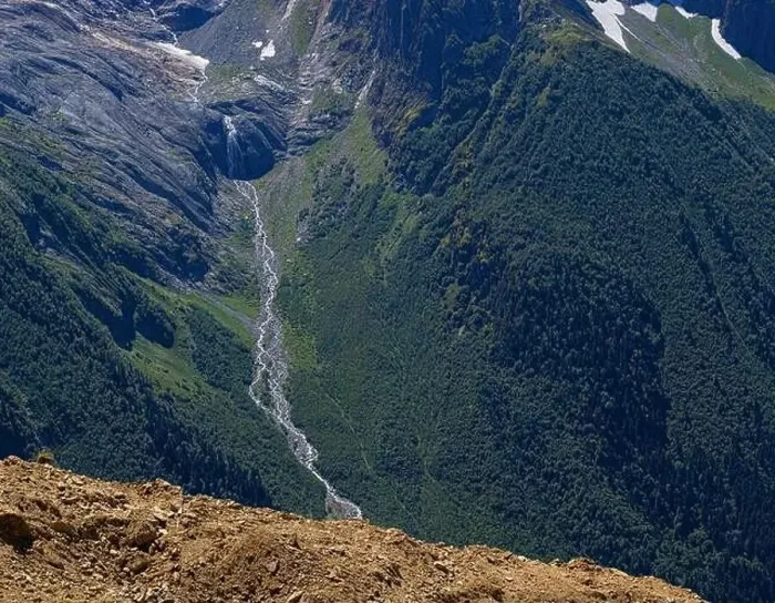 Framed Print : View of river flowing out of a mountain glacier Framed Print : View of river flowing out of a mountain glacier