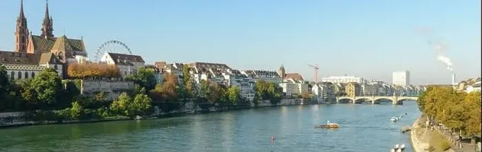 Framed Print : View at river Rhine on Basel in Switzerland Framed Print : View at river Rhine on Basel in Switzerland