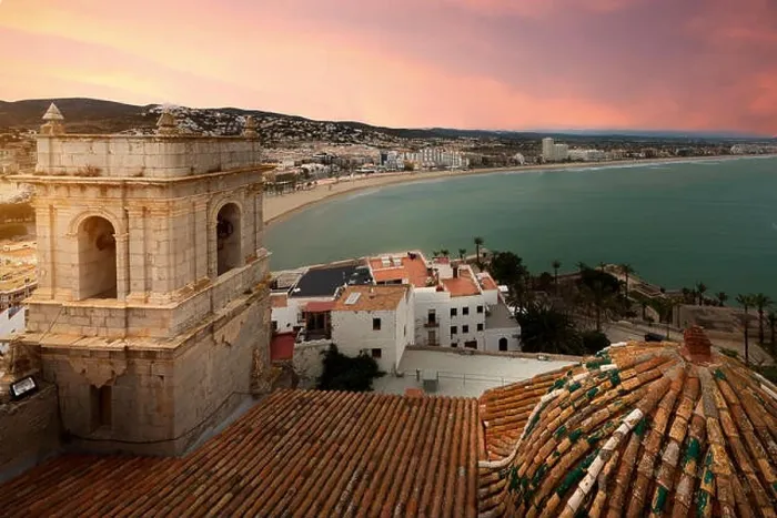 Framed Print : View of the sea from a height of Pope Luna's Castle. Valencia, Spain. Peniscola. Castell. The medieval castle of the Knights Templar on the beach. Bea Framed Print : View of the sea from a height of Pope Luna's Castle. Valencia, Spain. Peniscola. Castell. The medieval castle of the Knights Templar on the beach. Bea