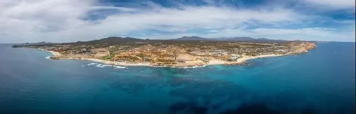 Framed Print : view from the sea of san jose del cabo baja california sur pacific ocean beach aerial panorama landscape view