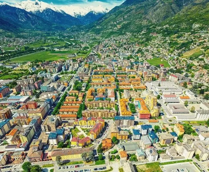 Framed Print : View of a small town in a mountain valley in Italy Framed Print : View of a small town in a mountain valley in Italy