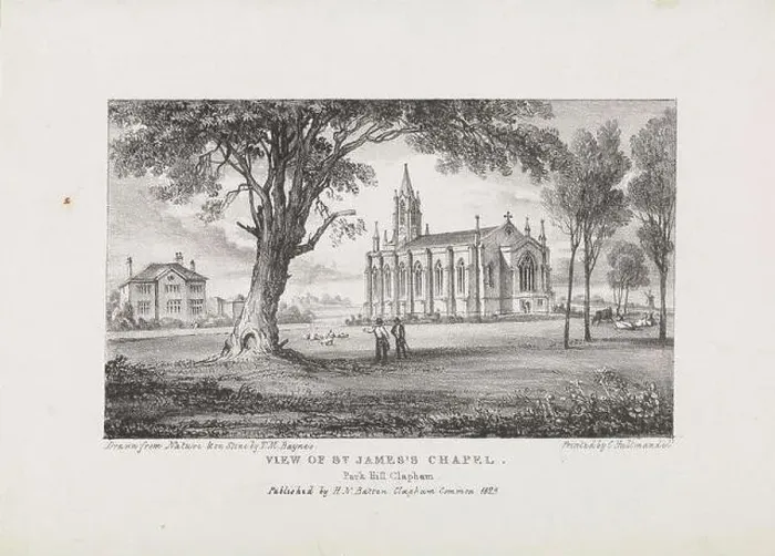 Framed Print : View of St. James's Church, Park Hill, Clapham 1829 by Thomas Mann Baynes Framed Print : View of St. James's Church, Park Hill, Clapham 1829 by Thomas Mann Baynes