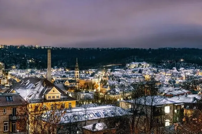 Framed Print : View over Stuttgart Heslach in winter, Stuttgart from above, Stuttgart at night, big city Framed Print : View over Stuttgart Heslach in winter, Stuttgart from above, Stuttgart at night, big city