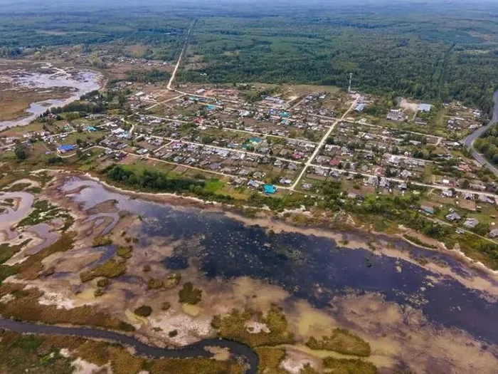Framed Print : top view of swamp and lake near village in Kirov Region of Russia. drone shot Framed Print : top view of swamp and lake near village in Kirov Region of Russia. drone shot