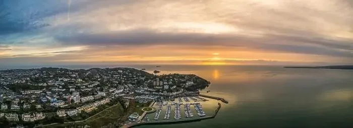 Framed Print : View over Torquay Marina from a drone in sunrise time, Torbay, Devon, England, Europe Framed Print : View over Torquay Marina from a drone in sunrise time, Torbay, Devon, England, Europe