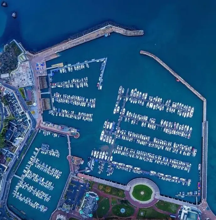 Framed Print : Top Down view over Torquay Marina and Harbour from a drone, Devon, England, Europe Framed Print : Top Down view over Torquay Marina and Harbour from a drone, Devon, England, Europe