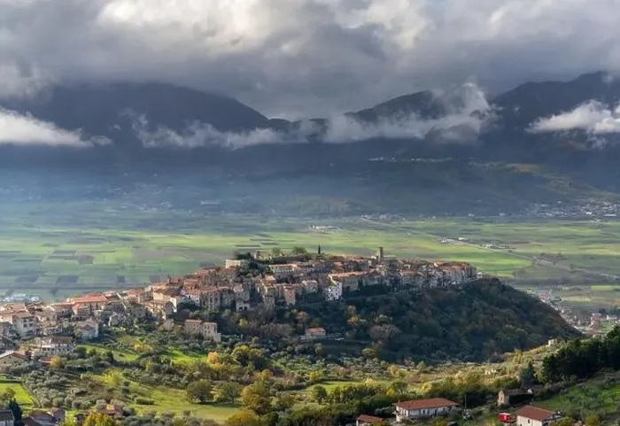 Framed Print : A view of the Vallo di Diano with the town of Atena Lucana in the foreground Framed Print : A view of the Vallo di Diano with the town of Atena Lucana in the foreground