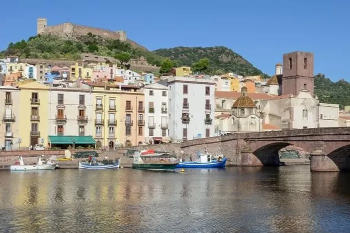 Framed Print : View at the village of Bosa on Sardinia in Italy Framed Print : View at the village of Bosa on Sardinia in Italy