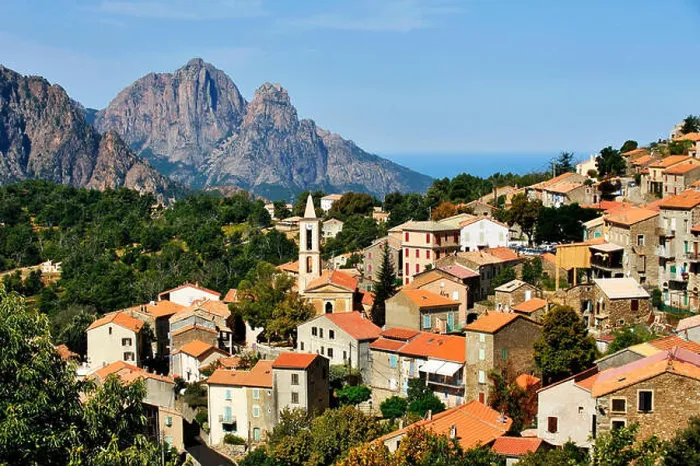 Framed Print : view to village of Evisa, France, Corsica, Evisa Framed Print : view to village of Evisa, France, Corsica, Evisa
