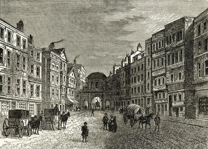Framed Print : View of the west front of Temple Bar Gateway, London in 1710. Victorian engraving circa 1880 Framed Print : View of the west front of Temple Bar Gateway, London in 1710. Victorian engraving circa 1880
