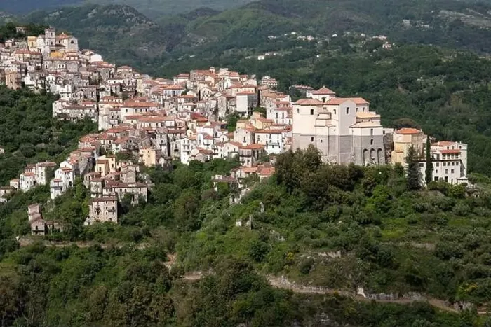 Framed Print : View of the white town of Rivello, Mediterranean mountain village in nature, Campania, Salerno Italy Framed Print : View of the white town of Rivello, Mediterranean mountain village in nature, Campania, Salerno Italy