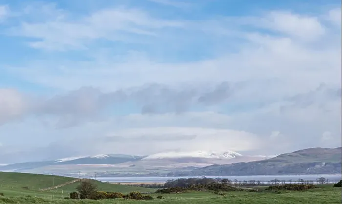 Framed Print : View across Wigtown bay to Galloway Forest park in Scotland Framed Print : View across Wigtown bay to Galloway Forest park in Scotland