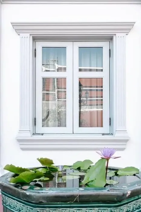 Framed Print : Front View of Window Vintage Styles With Exterior Decoration Framed Print : Front View of Window Vintage Styles With Exterior Decoration