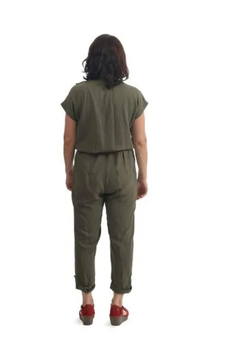 Framed Print : back view of woman dressed in jumpsuit on white background Framed Print : back view of woman dressed in jumpsuit on white background