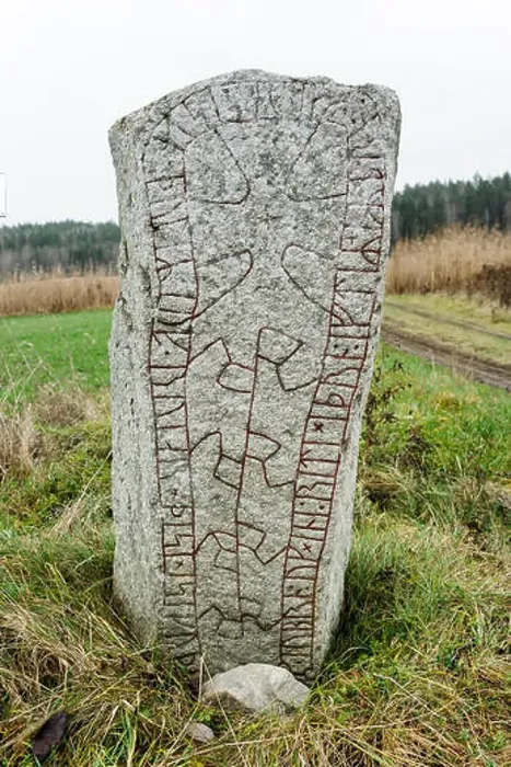 Framed Print : A viking rune stone is seen in the Swedish countryside outside of Stockholm. It is approximately one thousand years old Framed Print : A viking rune stone is seen in the Swedish countryside outside of Stockholm. It is approximately one thousand years old