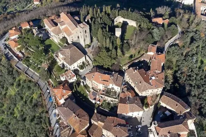 Framed Print : village and landscape view, drone photography, Montecatini Alto, Italy Framed Print : village and landscape view, drone photography, Montecatini Alto, Italy