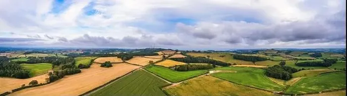 Framed Print : Villages and Fields over Labrador Bay and River Teign from a drone, Devon, England, Europe Framed Print : Villages and Fields over Labrador Bay and River Teign from a drone, Devon, England, Europe