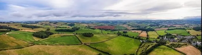 Framed Print : Villages and Fields over Labrador Bay and River Teign from a drone, Devon, England, Europe Framed Print : Villages and Fields over Labrador Bay and River Teign from a drone, Devon, England, Europe