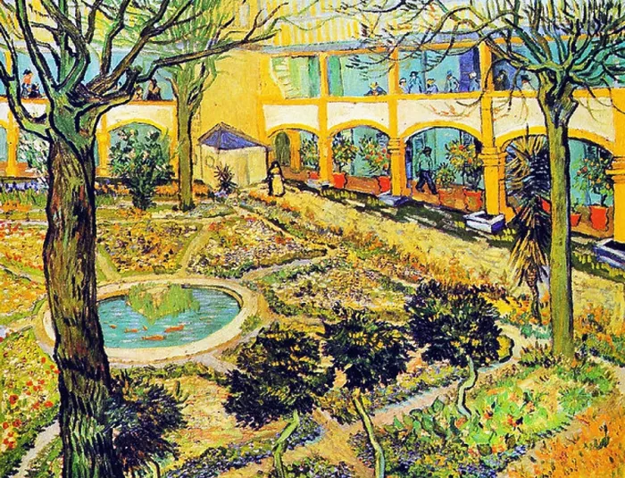 Framed Print : Vincent van Gogh, The Courtyard of the Hospital in Arles Framed Print : Vincent van Gogh, The Courtyard of the Hospital in Arles