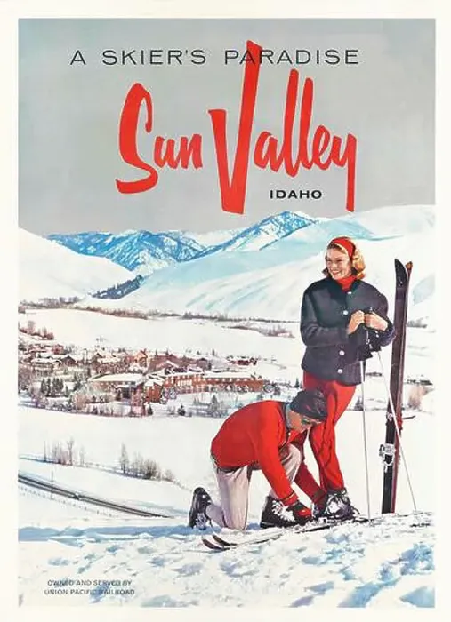 Framed Print : Vintage 1950s America Winter Sports Travel Poster - A Skiers Paradise - Sun Valley - Idaho c.1950 Framed Print : Vintage 1950s America Winter Sports Travel Poster - A Skiers Paradise - Sun Valley - Idaho c.1950