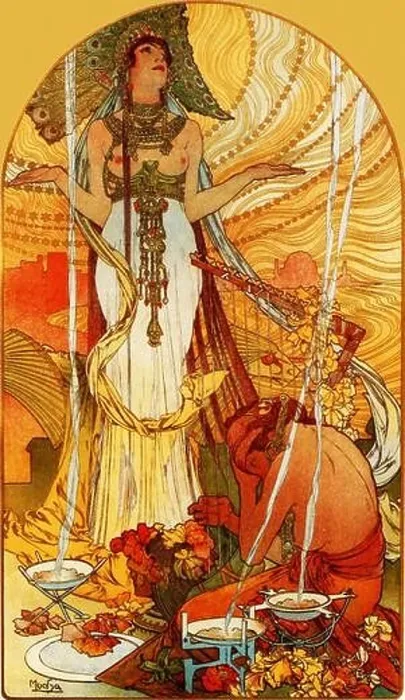Framed Print : vintage Alphonse Mucha art Nouveau painting artwork