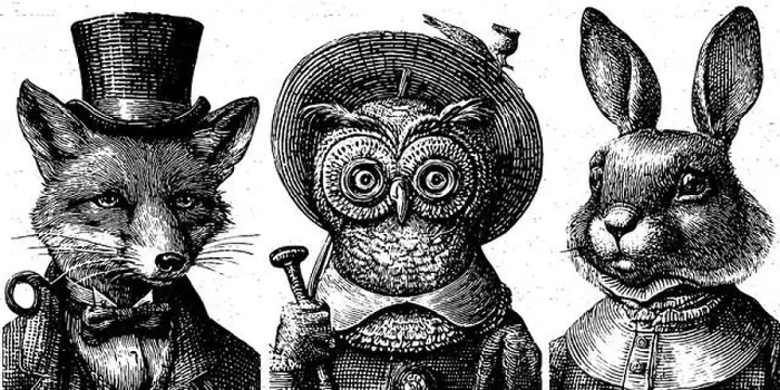 Framed Print : Vintage animal portraits with fox, owl, and rabbit in black and white engraving Framed Print : Vintage animal portraits with fox, owl, and rabbit in black and white engraving