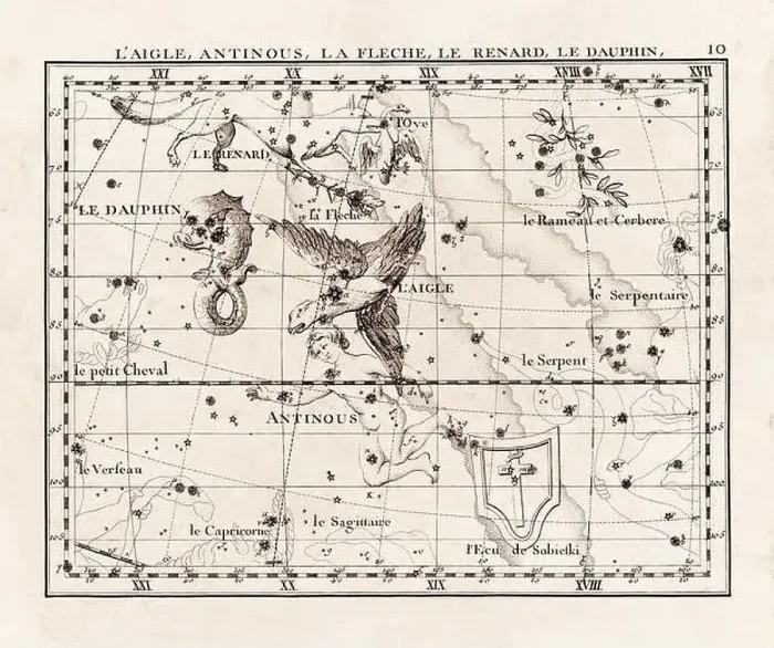 Framed Print : Vintage constellation illustration from the early 18th century Framed Print : Vintage constellation illustration from the early 18th century