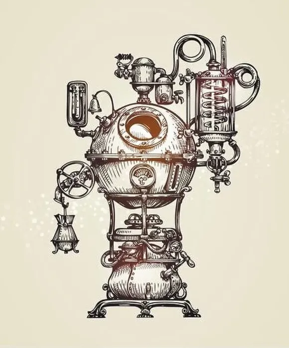 Framed Print : Vintage distillation apparatus sketch. moonshine vector illustration Framed Print : Vintage distillation apparatus sketch. moonshine vector illustration