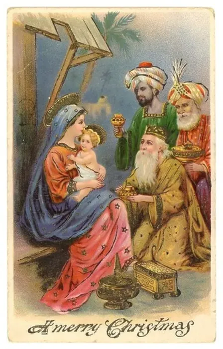 Framed Print : Vintage early 1900's Christmas postcard illustration with the Three Kings circa 1905 Framed Print : Vintage early 1900's Christmas postcard illustration with the Three Kings circa 1905