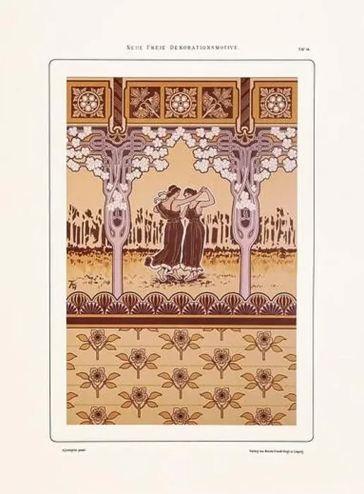 Framed Print : Vintage floral design in Art Nouveau style. Illustration from a German book from the 1800s Framed Print : Vintage floral design in Art Nouveau style. Illustration from a German book from the 1800s