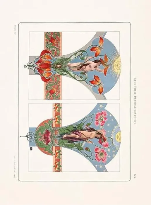 Framed Print : Vintage floral design in Art Nouveau style. Illustration from a German book from the 1800s Framed Print : Vintage floral design in Art Nouveau style. Illustration from a German book from the 1800s
