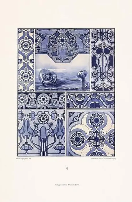 Framed Print : Vintage floral design in Art Nouveau style. Illustration from a German book from the 1800s Framed Print : Vintage floral design in Art Nouveau style. Illustration from a German book from the 1800s