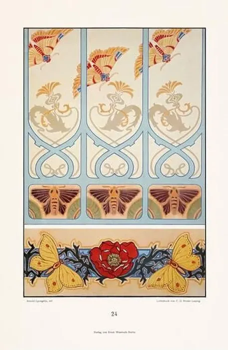 Framed Print : Vintage floral design in Art Nouveau style. Illustration from a German book from the 1800s Framed Print : Vintage floral design in Art Nouveau style. Illustration from a German book from the 1800s