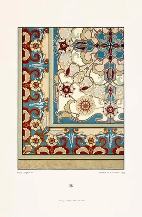 Framed Print : Vintage floral design in Art Nouveau style. Illustration from a German book from the 1800s Framed Print : Vintage floral design in Art Nouveau style. Illustration from a German book from the 1800s