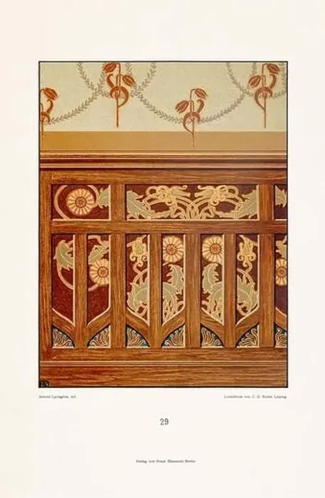 Framed Print : Vintage floral design in Art Nouveau style. Illustration from a German book from the 1800s Framed Print : Vintage floral design in Art Nouveau style. Illustration from a German book from the 1800s