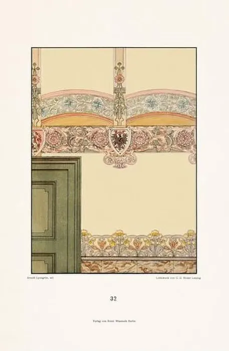 Framed Print : Vintage floral design in Art Nouveau style. Illustration from a German book from the 1800s Framed Print : Vintage floral design in Art Nouveau style. Illustration from a German book from the 1800s