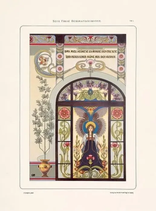 Framed Print : Vintage floral design in Art Nouveau style. Illustration from a German book from the 1800s Framed Print : Vintage floral design in Art Nouveau style. Illustration from a German book from the 1800s